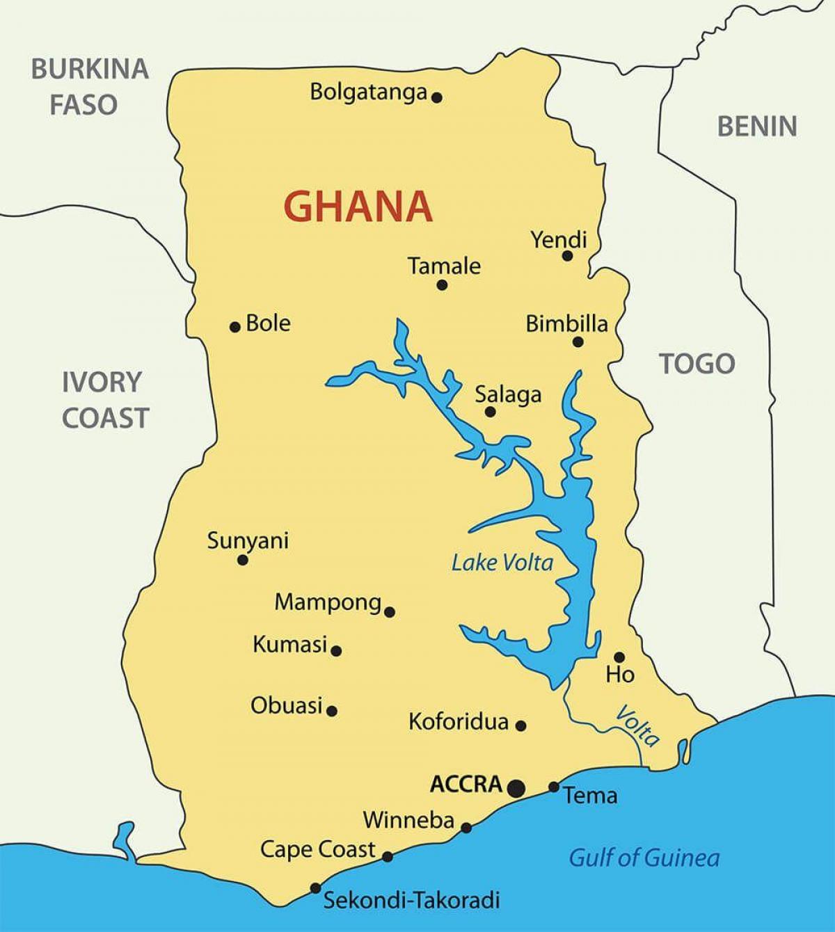 ghana map with cities
