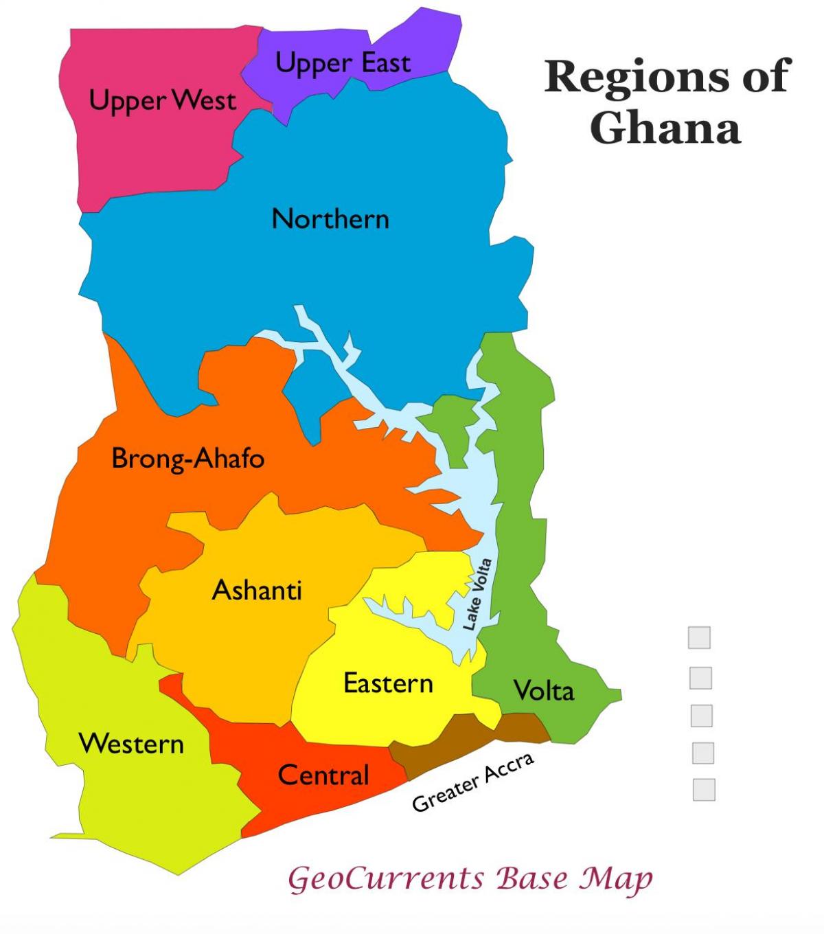 Ghana map with regions - Map of ghana showing regions (Western Africa ...