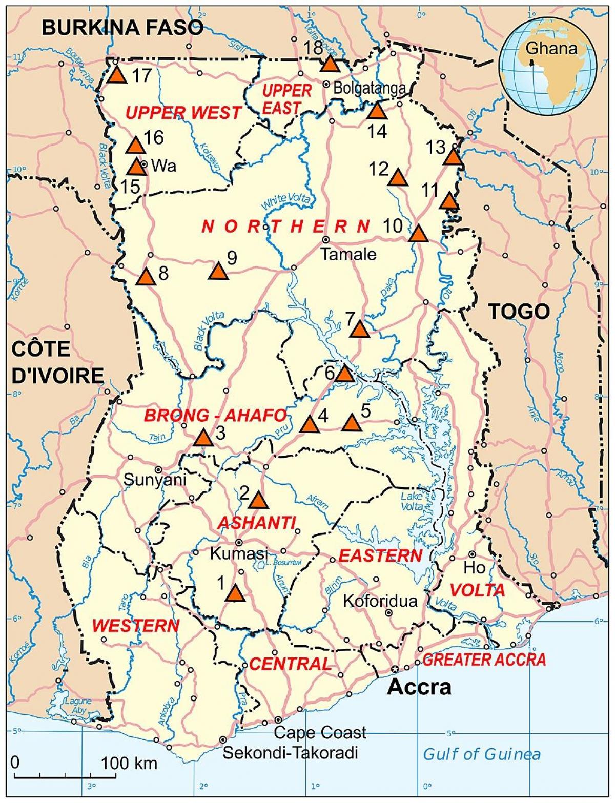 ghana tourism map